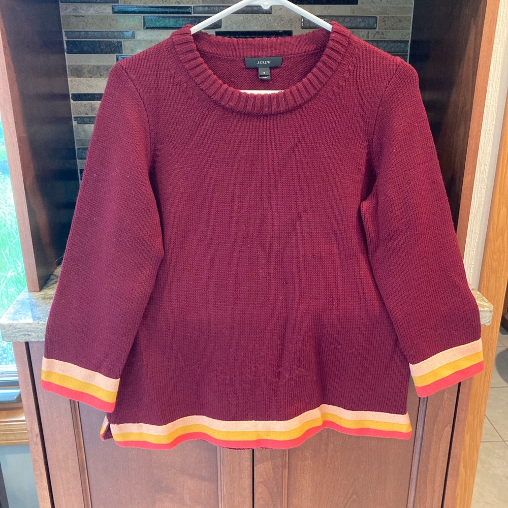 J. Crew Vibrant Red and Yellow Crew Neck Sweater